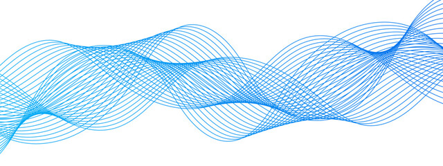 Aufkleber - Abstract Blue Gradient Wavy Lines with Dynamic Flowing Design. Modern Minimalist Background for Creative Projects and Digital Art. Modern stream wave background and wave curve lines