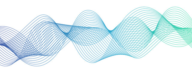 Aufkleber - Abstract Blue Gradient Wavy Lines with Dynamic Flowing Design. Modern Minimalist Background for Creative Projects and Digital Art. Modern stream wave background and wave curve lines