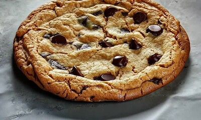 Wall Mural - Closeup of a cookie with chocolate chips