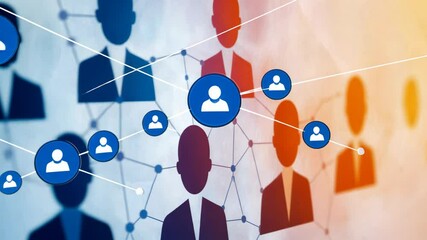 Poster - Digital Network Connections and Communication Concept with User Icons