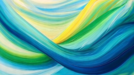 Poster - Abstract Waves of Blue and Green Colors Illustrating Fluid Motion and Depth