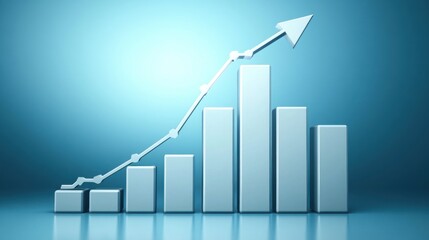 Poster - a 3d bar graph illustrating growth trends with an upward arrow.
