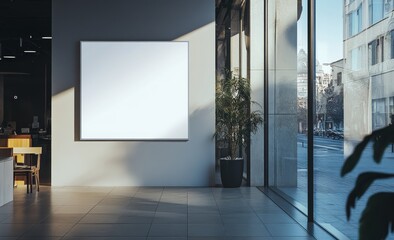 Wall Mural - Blank square poster mockup in modern interior.