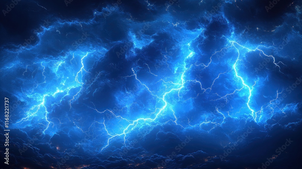 Blue Lightning Bolt Animation Electric Thunderstorm Effect Cartoon ...