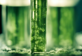 Wall Mural - microalgae exploration scientific test close tube