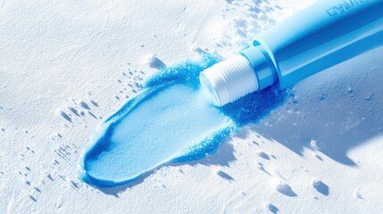 Aufkleber - A blue gel or liquid is spilled from a tube onto a white surface, creating a vibrant contrast.