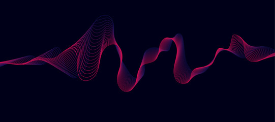 Poster - Abstract colorful wave lines on black background for elements in concept business presentation, Brochure, Flyer, Science, Technology. Vector illustration.
