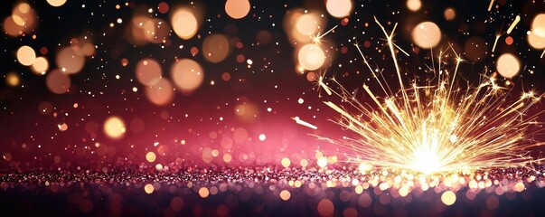Poster - Burst abstract background concept. A vibrant burst of sparks and glittering lights against a dark background.