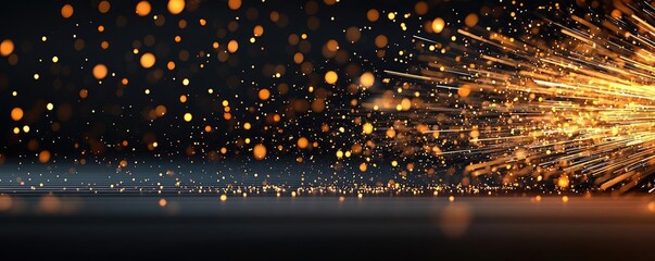 Poster - Burst abstract background concept. An abstract view of sparkling lights and dynamic motion in a dark setting.