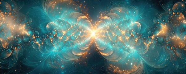 Aufkleber - Galaxy abstract background concept. Vibrant abstract design with luminous swirls and glowing particles in a cosmic backdrop.