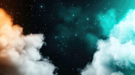 Aufkleber - Galaxy abstract background concept. Ethereal clouds against a starry night sky, showcasing vibrant colors and cosmic beauty.