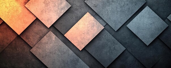 Poster - Grungy abstract background idea. Abstract geometric background with textured squares in contrasting colors and shadows.