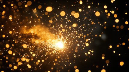 Poster - A burst of golden sparks and light against a dark background, creating a festive atmosphere.