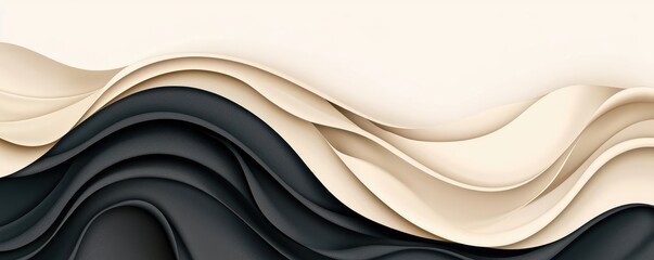 Aufkleber - Grungy abstract background idea. Abstract waves of black and cream colors blending in a modern design aesthetic.