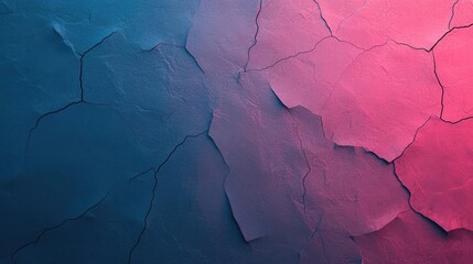 Poster - Grungy abstract background idea. Stylish cracked paint pattern featuring vibrant pink and blue colors.