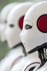 Poster - Futuristic Robots with White and Red Design in an Indoor Setting