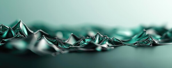 Poster - Galaxy abstract background concept. Abstract green wave texture with peaks and valleys, ideal for backgrounds and designs.