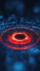 Poster - Abstract Digital Design with Red and Blue Circular Patterns and Glowing Effects