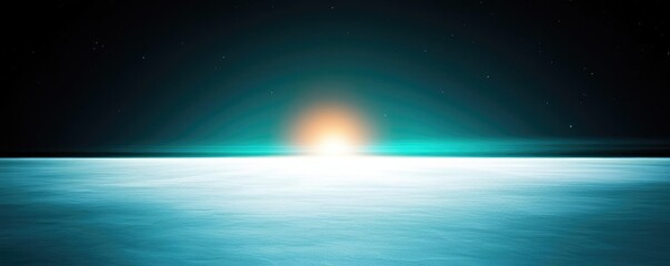 Poster - Galaxy abstract background concept. A mesmerizing view of a sunset illuminating the horizon over calm waters.