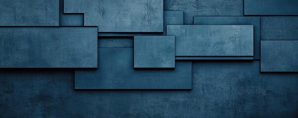 Poster - Grungy abstract background idea. Abstract blue textured background with layered rectangular shapes and shadows.