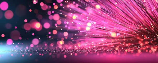 Aufkleber - Burst abstract background concept. Vibrant abstract background with rays and bokeh effects in pink and blue tones.