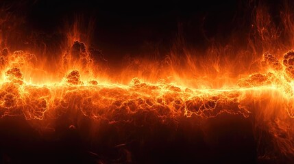 Poster - Burst abstract background concept. Dynamic flames erupting in an intense fiery display on a dark backdrop.