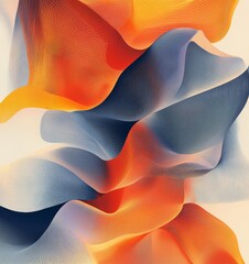 Canvas Print - Abstract Digital Design with Fluid Lines and Geometric Shapes, Generative AI