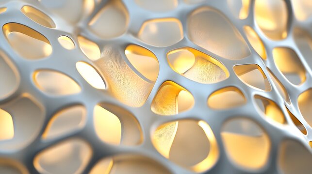 Abstract White Organic Structure Illuminated With Warm Light