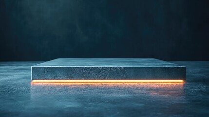 Poster - Grungy abstract background idea. Modern minimalist platform with glowing edges in a dark background.