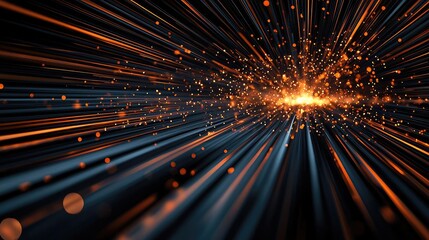 Poster - Burst abstract background concept. A stunning visual of sparks and light rays radiating from a central point.