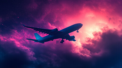 Poster - A vibrant purple and blue plane background texture evoking a sense of dynamic chaos and energy with swirling colors and patterns creating an abstract and intense visual atmosphere

