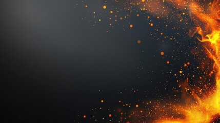 Poster - Burst abstract background concept. Dynamic background featuring vibrant flames and glowing sparks on a dark canvas.