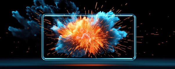 Aufkleber - Burst abstract background concept. An innovative explosion effect showcases advanced digital artistry in a modern frame.
