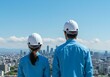 © happy Wu  - 作業着 - 男女  - 建築 - ヘルメット - 青空 - 未来