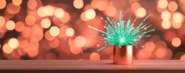 Aufkleber - Burst abstract background concept. A vibrant and festive sparkler illuminating a dark background with colorful bokeh lights.