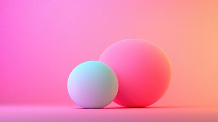 Poster - Abstract composition of colorful spheres on a gradient background.
