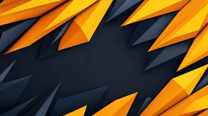 Aufkleber - Burst abstract background concept. Vibrant abstract background with sharp orange and black geometric shapes.