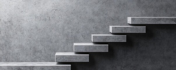 Poster - Grungy abstract background idea. Modern concrete staircase design with minimalistic aesthetic and textured wall background.