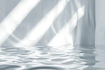 Poster - Sunlit white room with reflective floor.