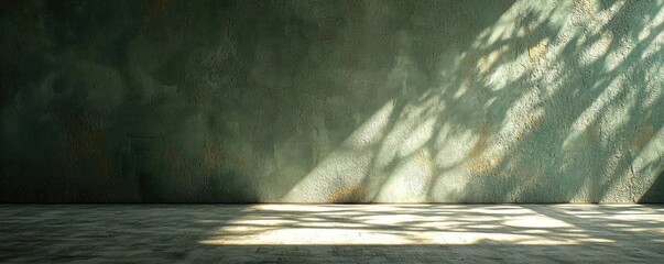 Poster - Grungy abstract background idea. A serene interior scene featuring soft shadows and textured green walls.