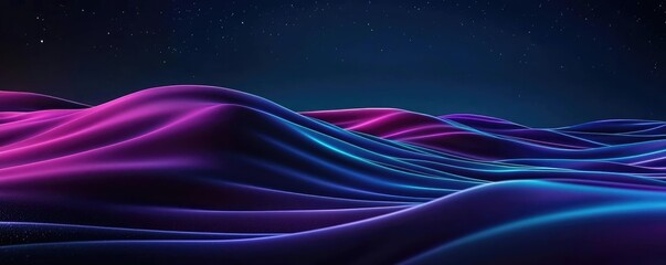 Aufkleber - Galaxy abstract background concept. Vibrant digital waves in purple and blue tones create a mesmerizing abstract landscape.