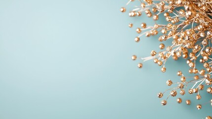Poster - Stylish golden branches on a light blue background, perfect for elegant designs.