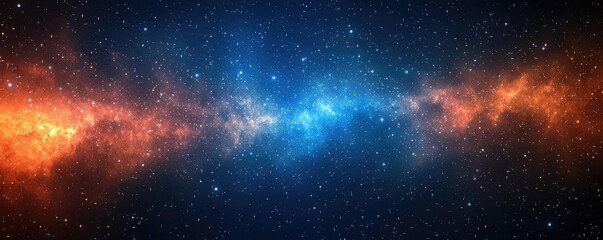 Poster - Galaxy abstract background concept. Vibrant cosmic scene displaying nebulae, stars and endless universe.