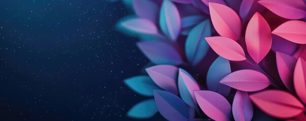 Aufkleber - Vibrant leaves in shades of blue, pink, and purple create a captivating abstract design.