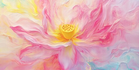 Wall Mural - abstract pastel pink and yellow lotus flower.