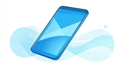 Poster - A stylized illustration of a blue smartphone on a light background.