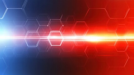 Aufkleber - Abstract graphic featuring hexagonal patterns and vibrant red and blue light streaks.