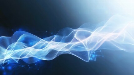 Poster - Abstract wave design with blue light effects, conveying technology and motion.