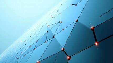 Poster - Abstract digital network design with interconnected nodes and glowing elements.