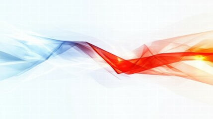 Poster - Abstract waves in blue and red colors on a light background, suggesting movement and energy.